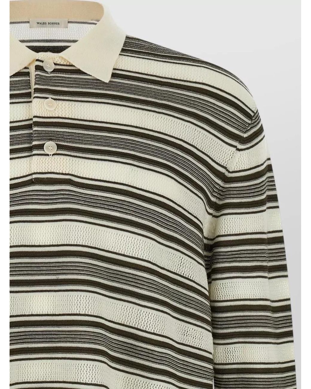Wales Bonner Gray Striped Long-Sleeve Polo Shirt for men