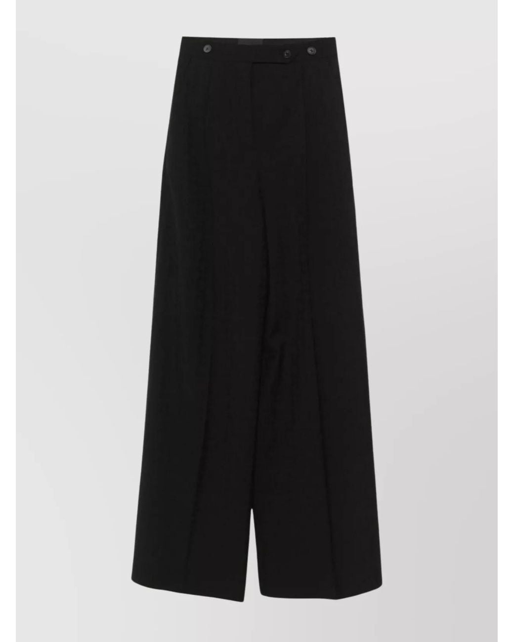 Givenchy Black Wool Pleated Wide-Leg Trousers