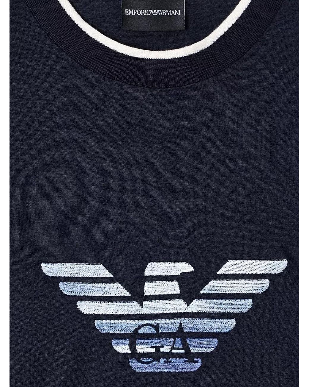 Emporio Armani Blue Crew Neck Short Sleeve T-Shirt for men