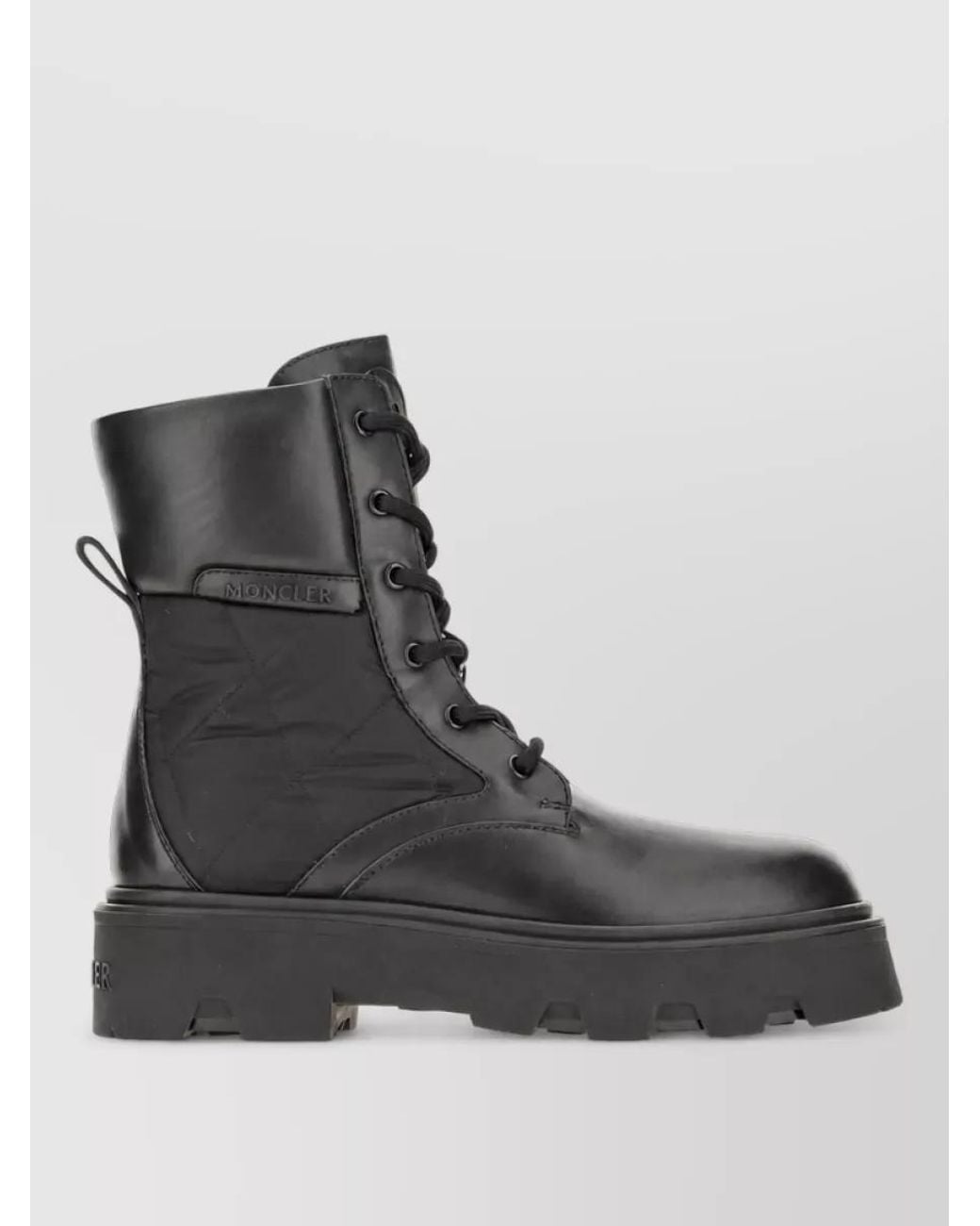 Moncler Black Leather Lace-Up Boots