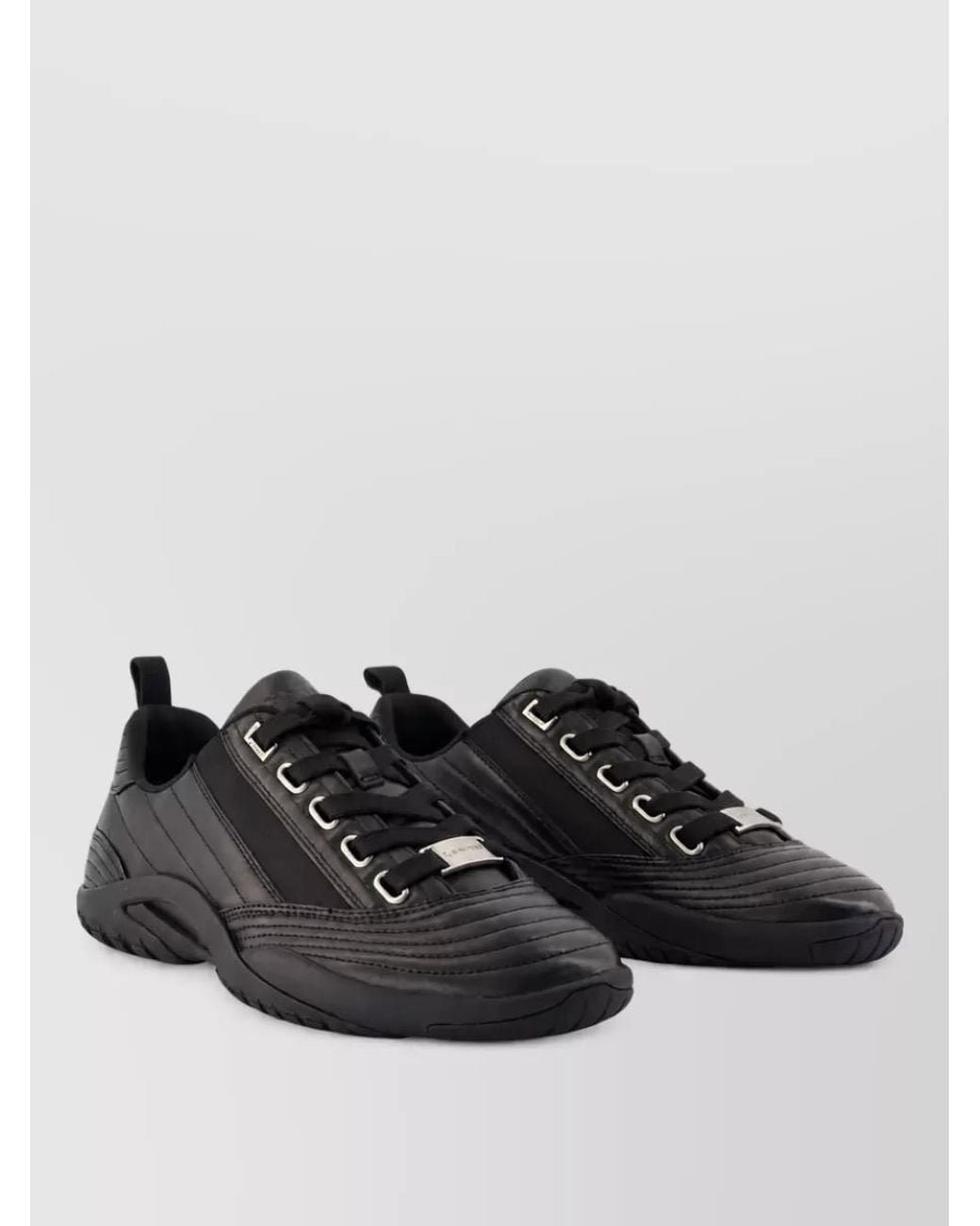 Lanvin Black Leather Lace-Up Sneakers for men