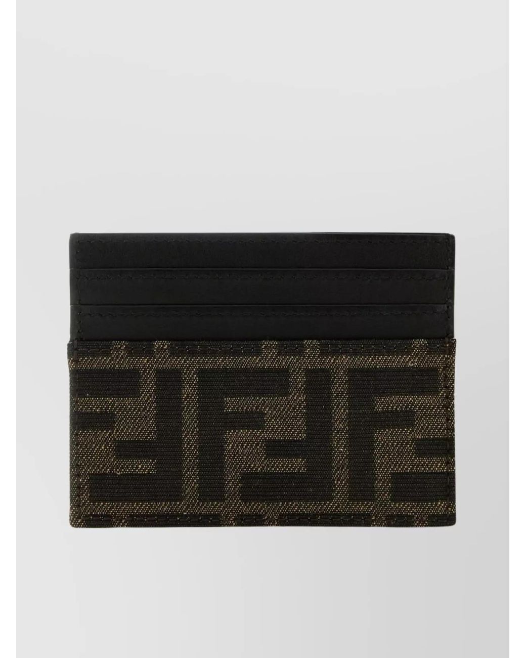 Fendi Black Leather Ff Jacquard Cardholder for men