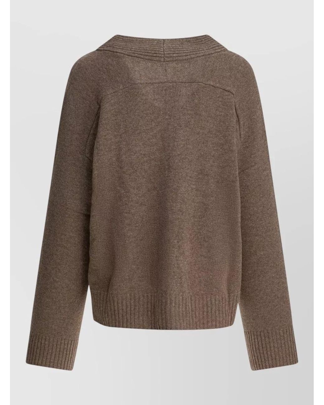 Loulou de Saison Brown Cashmere V-Neck Oversized Cardigan