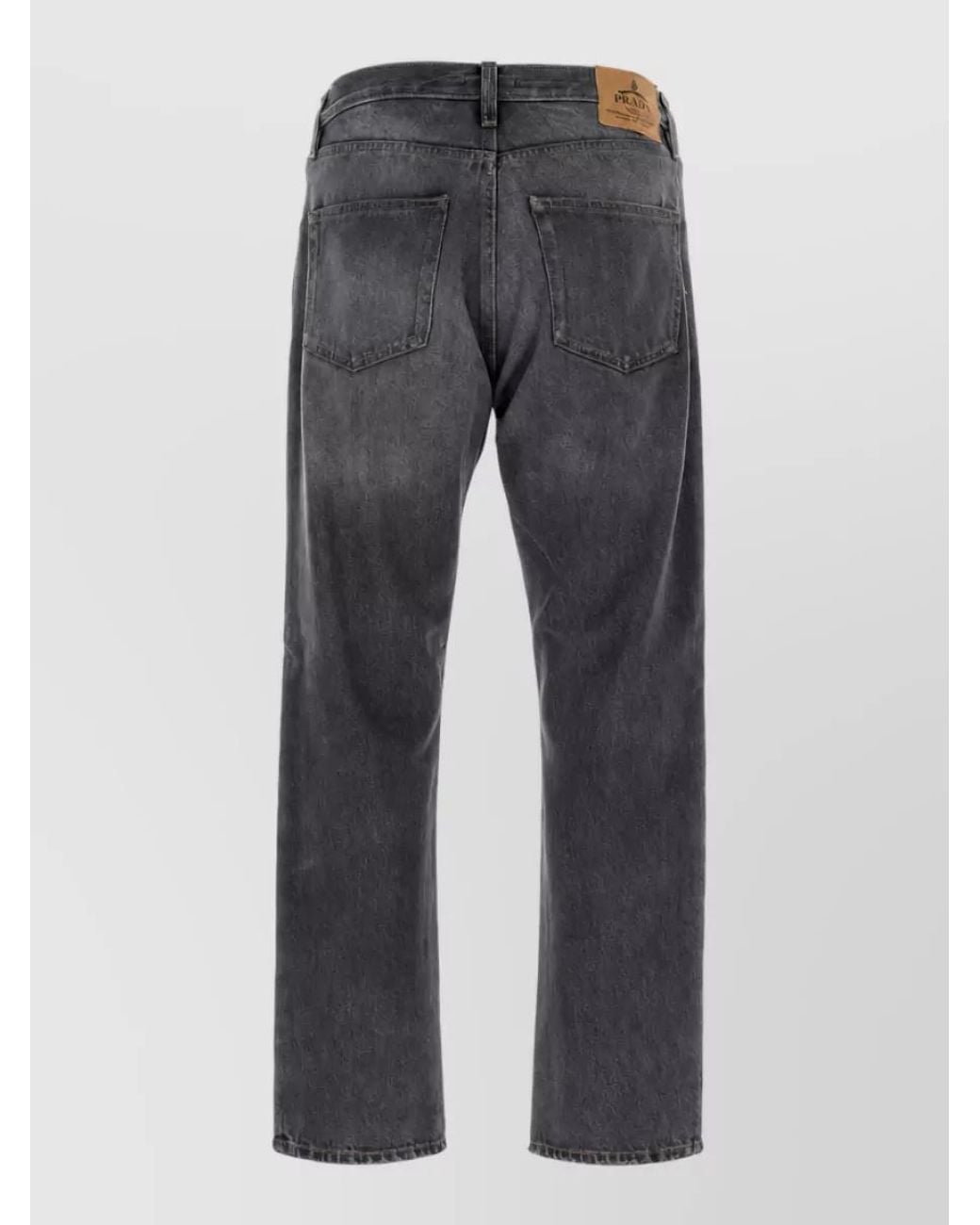 Prada Gray Mid-Rise Straight-Leg Denim Jeans for men