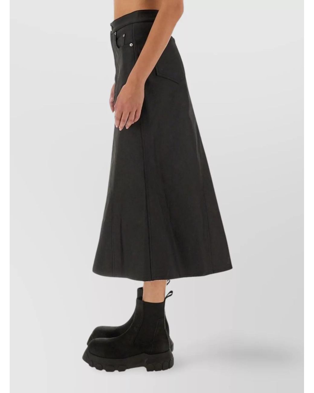 Rick Owens Black Denim Straight Skirt