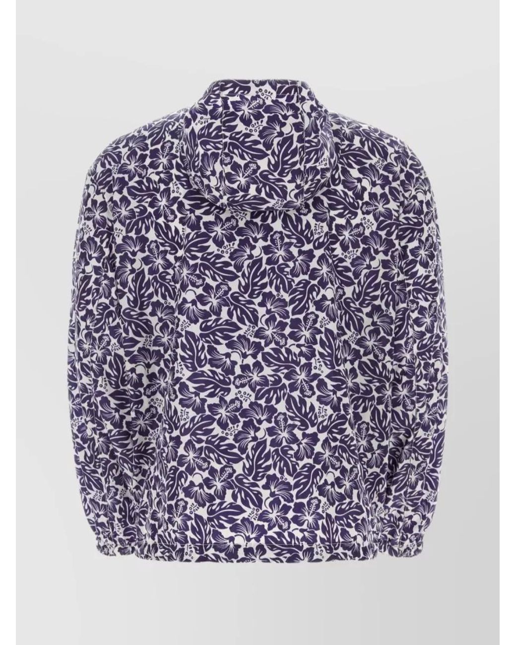 Prada Purple Floral Hooded Nylon Windbreaker for men