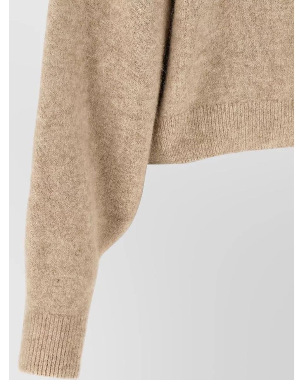 ROTATE BIRGER CHRISTENSEN Natural Textured Knit Cropped V-Neck Cardigan