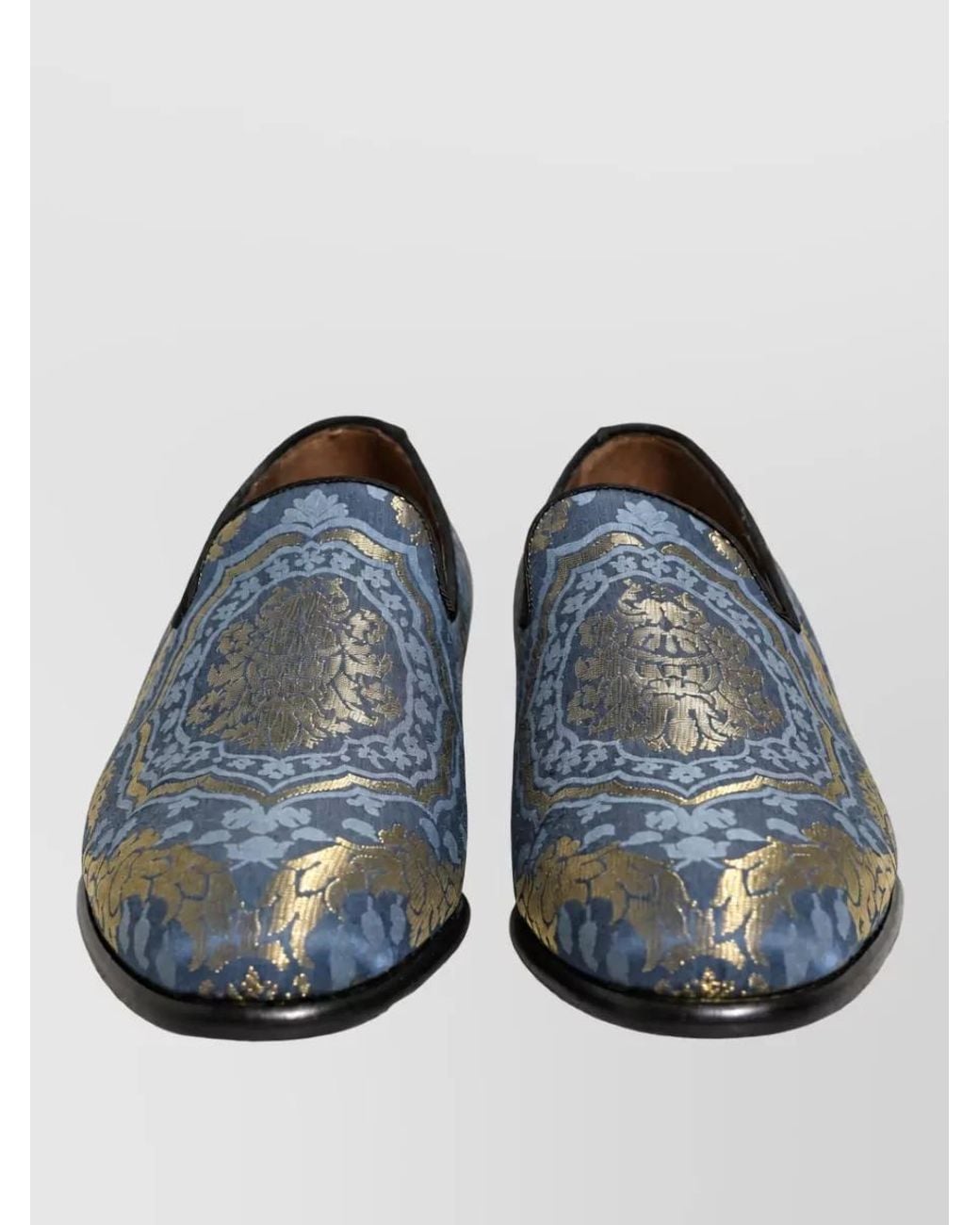 Dolce & Gabbana Blue Floral Brocade Monk Shoes for men