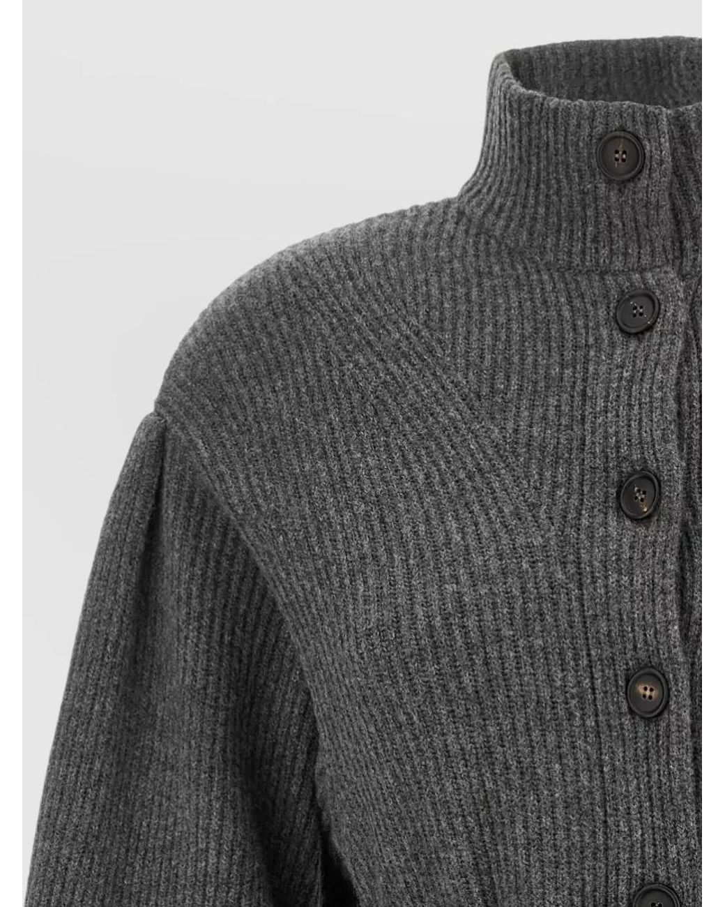 Brunello Cucinelli Gray Ribbed Belted Cardigan