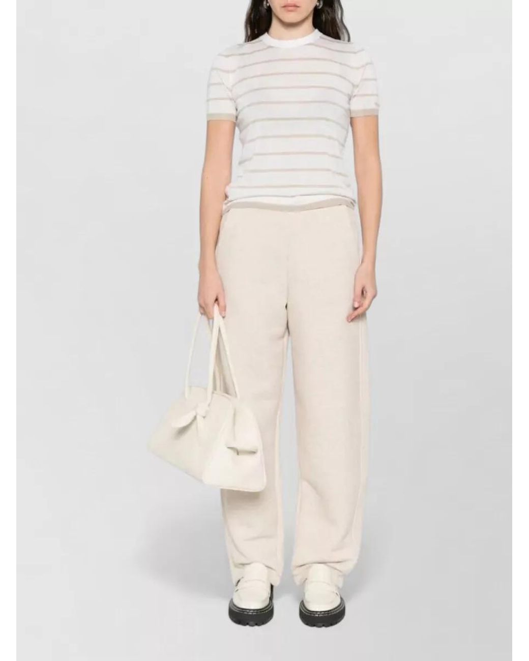 Max Mara Gray Striped Cashmere Silk Sweater