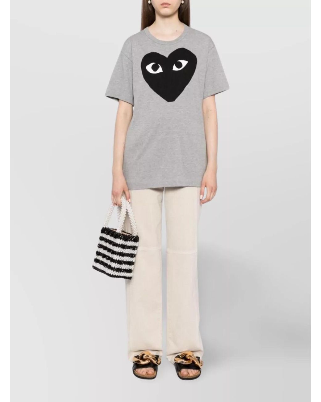 Comme des Garçons Gray Cotton Logo-Print T-Shirt for men
