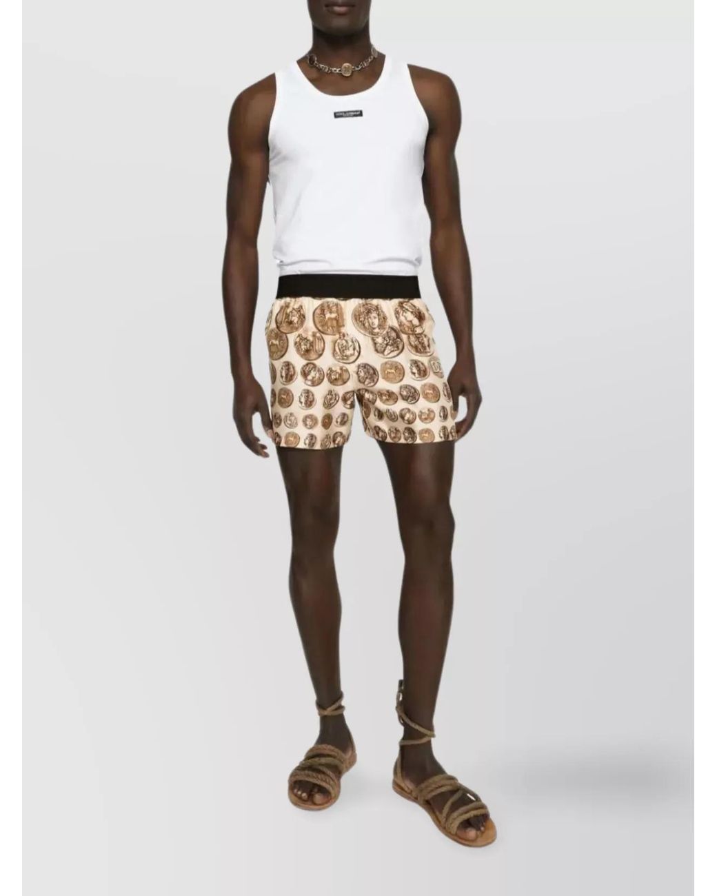 Dolce & Gabbana White Stretch Tank Top for men