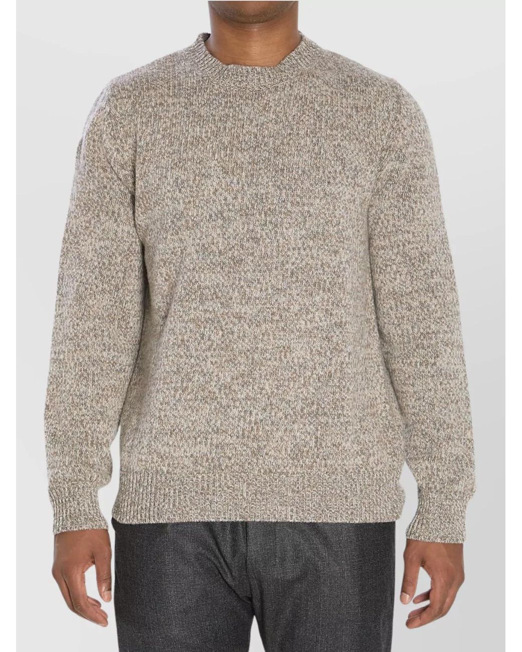 Barena Gray Wool Crew Neck Ribbed Hem Jumper for men