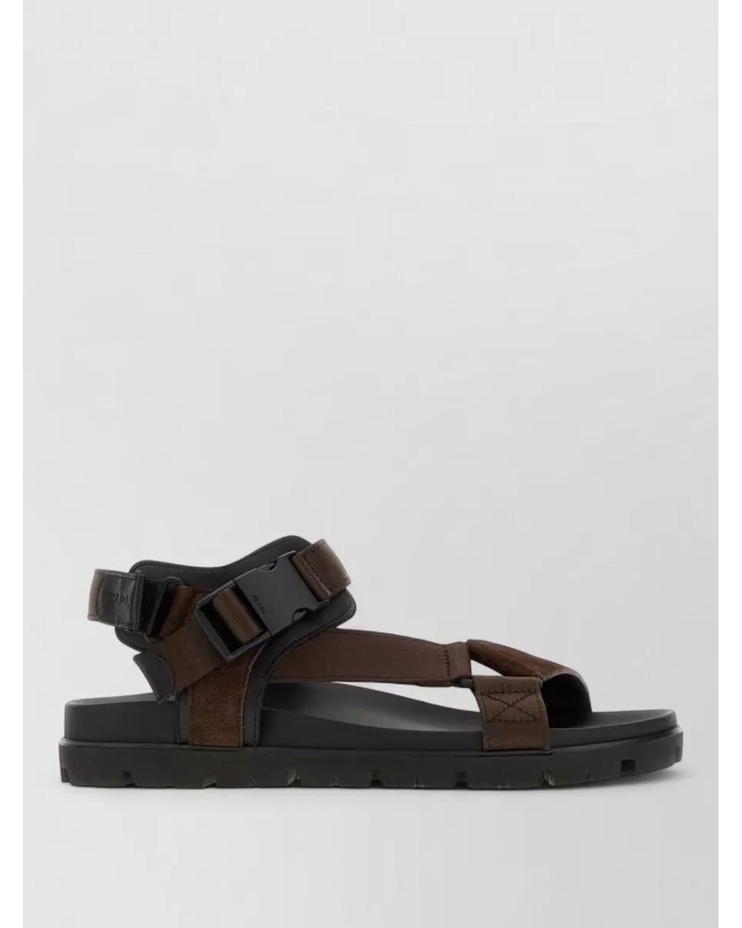 Prada Black Suede And Fabric Slides for men