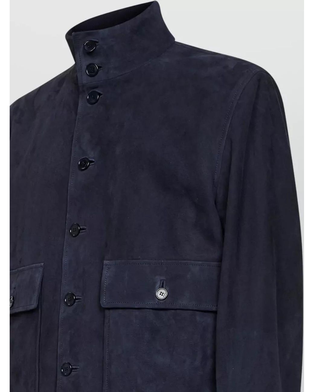 Gucci Blue Suede Leather Regular-Fit Bomber Jacket for men