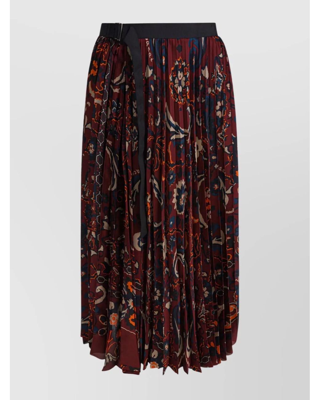 Sacai Purple Floral-Print Pleated Skirt