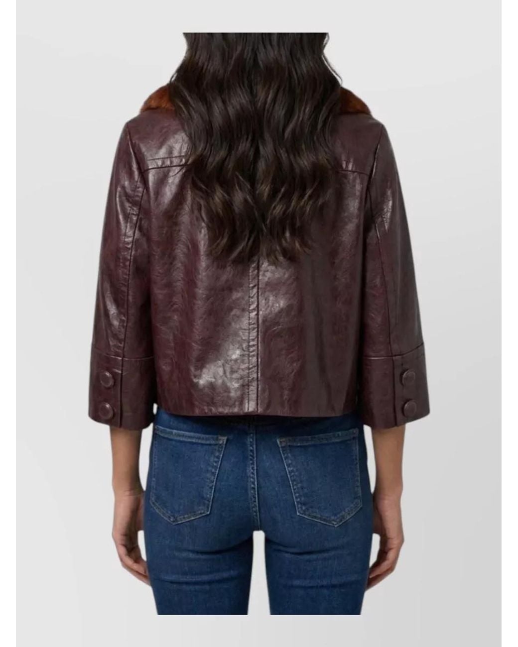 Chloé Red Leather Cropped Jacket