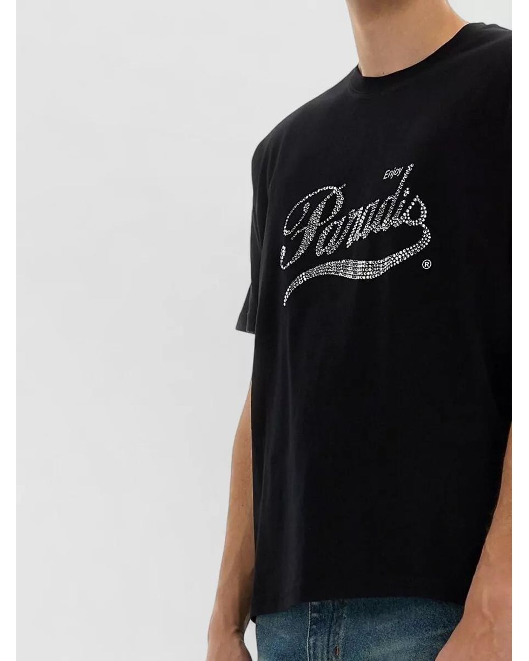 3.PARADIS Multicolor Crystal Logo T-Shirt for men