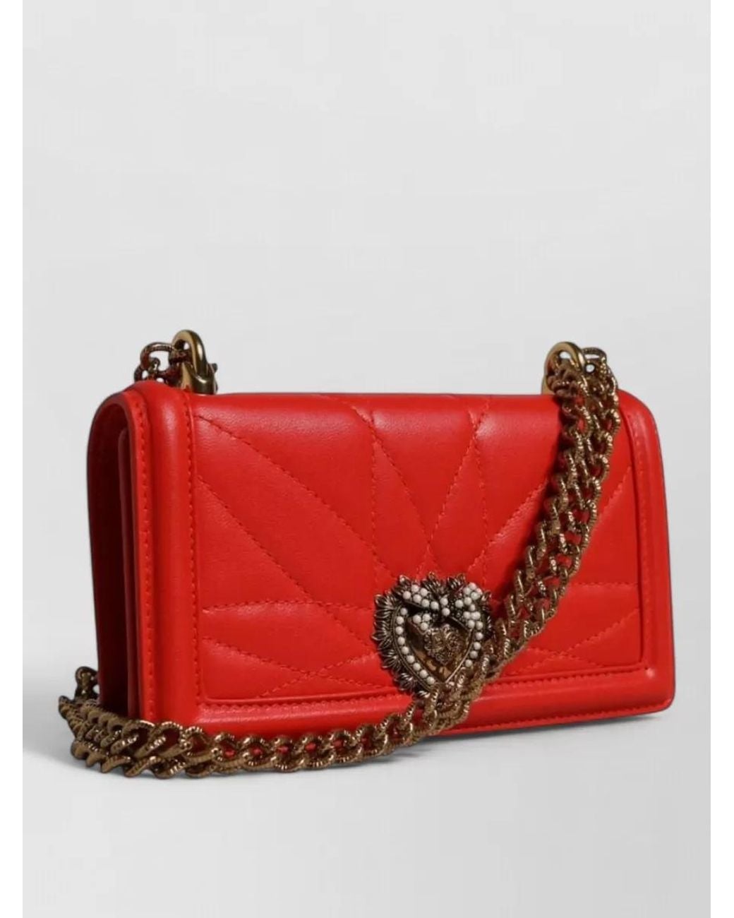 Dolce & Gabbana Red Devotion Quilted Leather Shoulder Bag