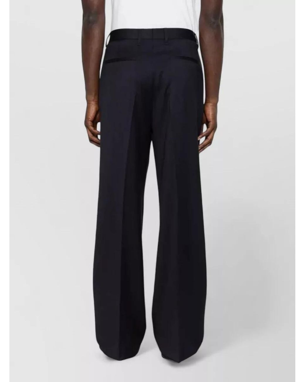 Lardini Blue Wool Pleated Wide-Leg Trousers for men