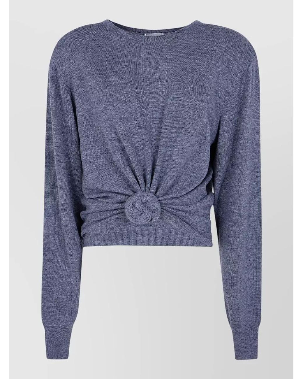 Magda Butrym Blue Wool Gathered Knot Long-Sleeve Top