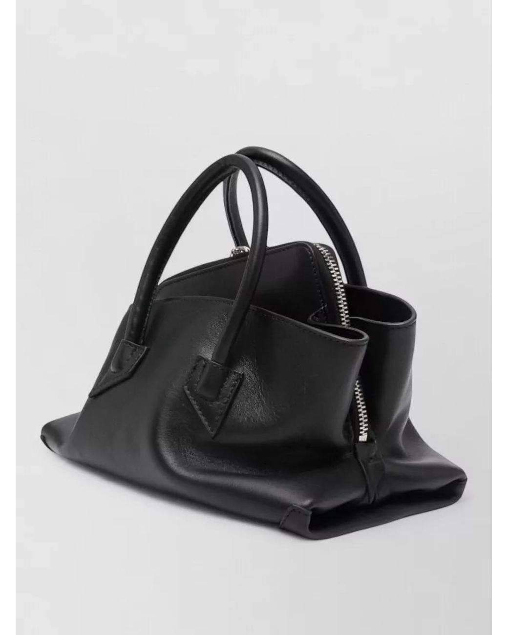 The Attico Black Mini Leather Top Handle Bag