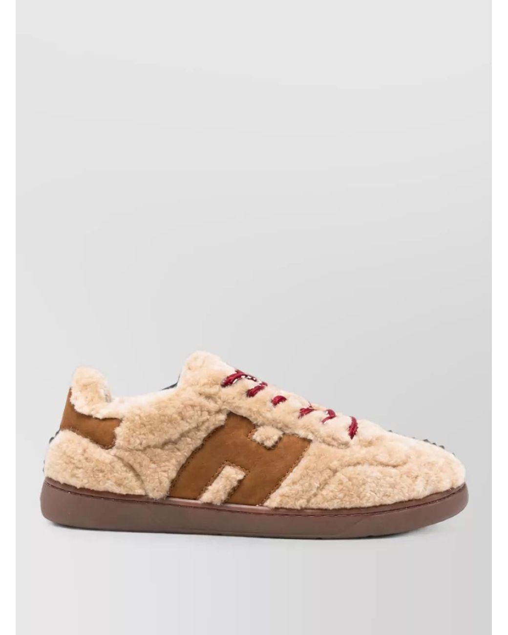 Hogan Pink Shearling Effect Low Top Sneakers