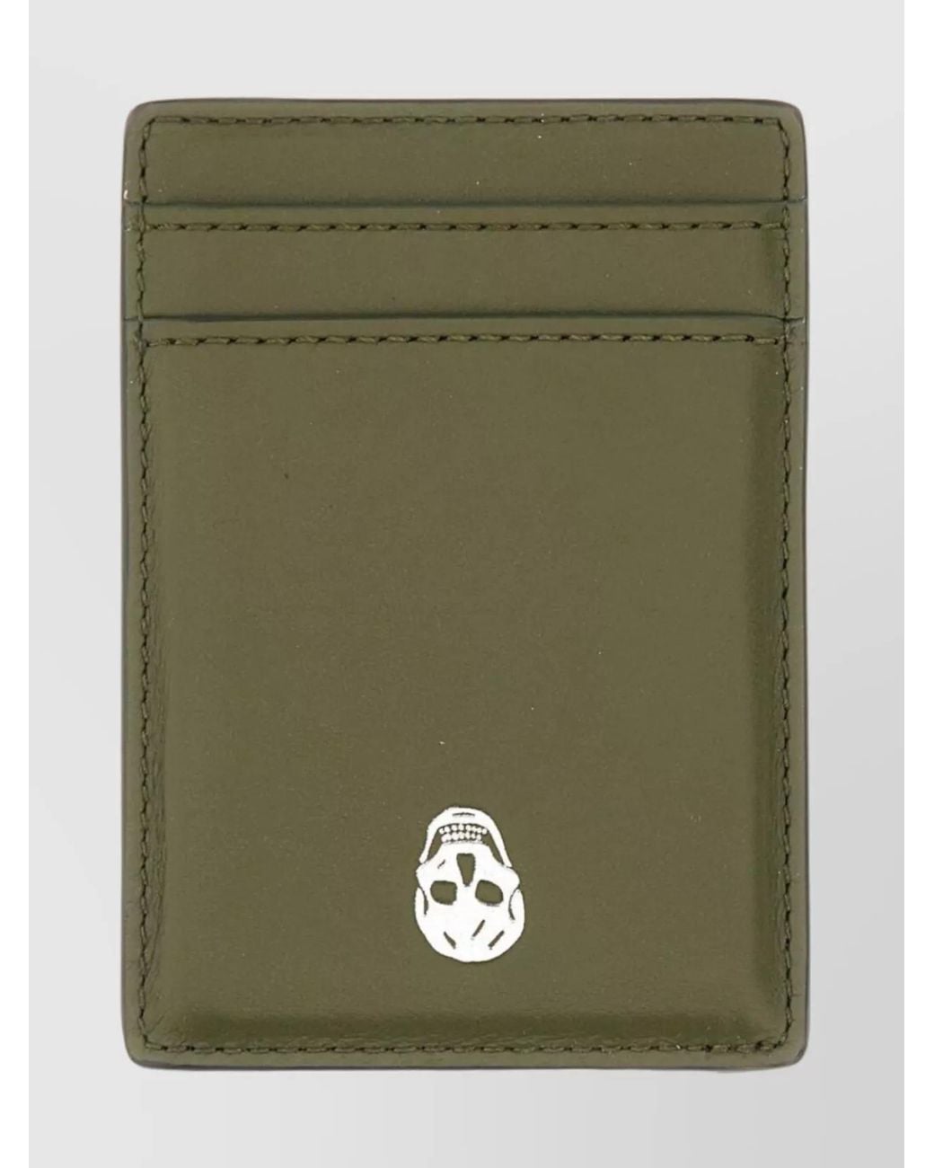 McQueen Green Leather Card Holder for men