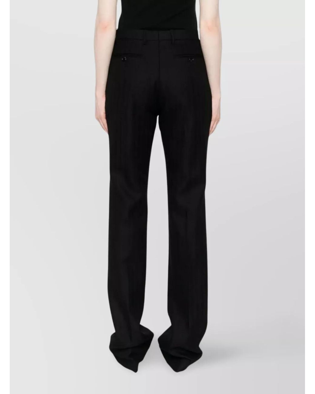 Tom Ford Black Virgin Wool Herringbone Slim Straight-Leg Tailored Trousers