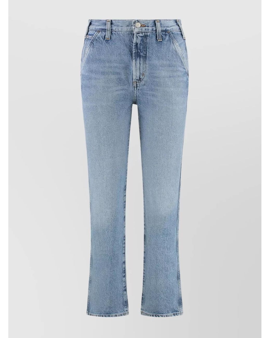 Agolde Blue Denim High-Rise Straight-Leg Jeans