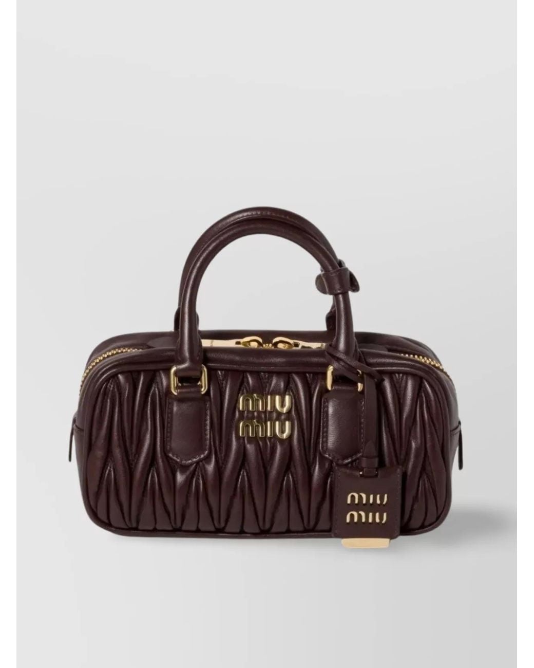 Miu Miu Brown Arcadie Lamb Leather Matelassé Cross-Body Bag