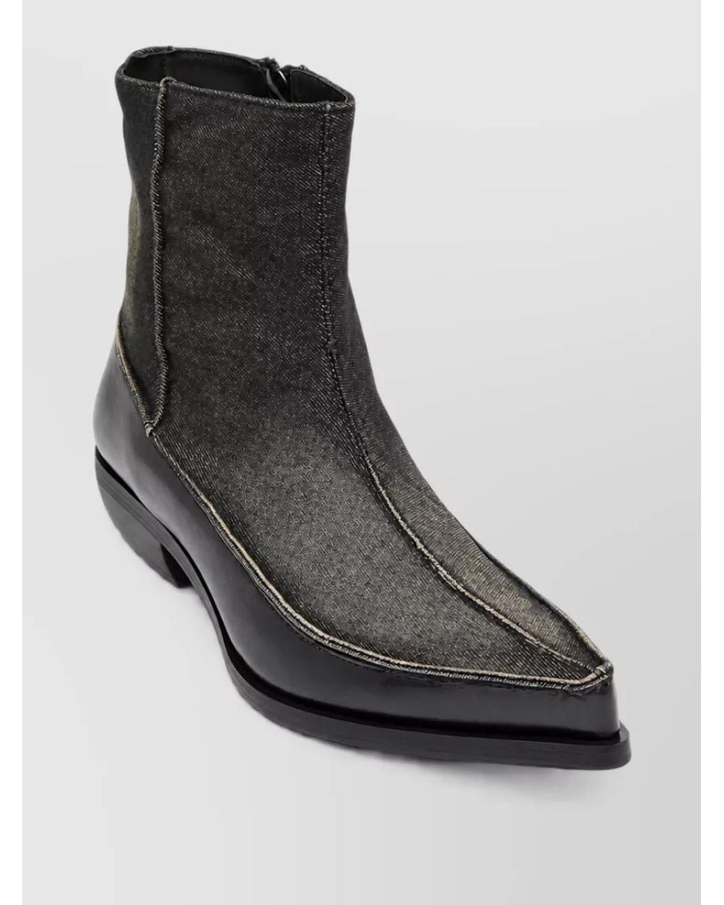 DIESEL Black Leather Ankle Boots for men