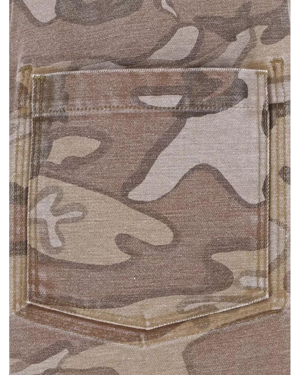 Needles Gray Wide Leg Camouflage Shorts Multiple Pockets for men