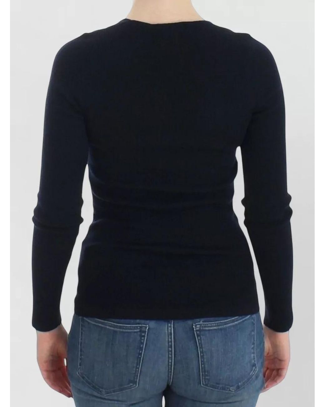 Ermanno Scervino Black Wool Square Neck Long-Sleeve Sweater