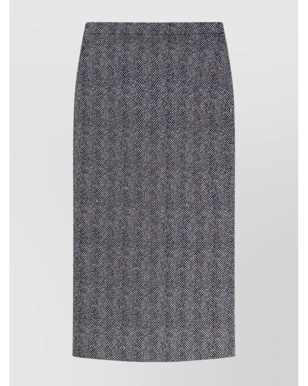 Givenchy Gray Herringbone Cotton Midi Pencil Skirt