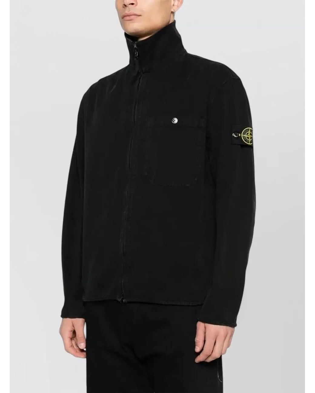 Stone Island Black Comfort-Fit Cotton Zip Shirt Jacket for men