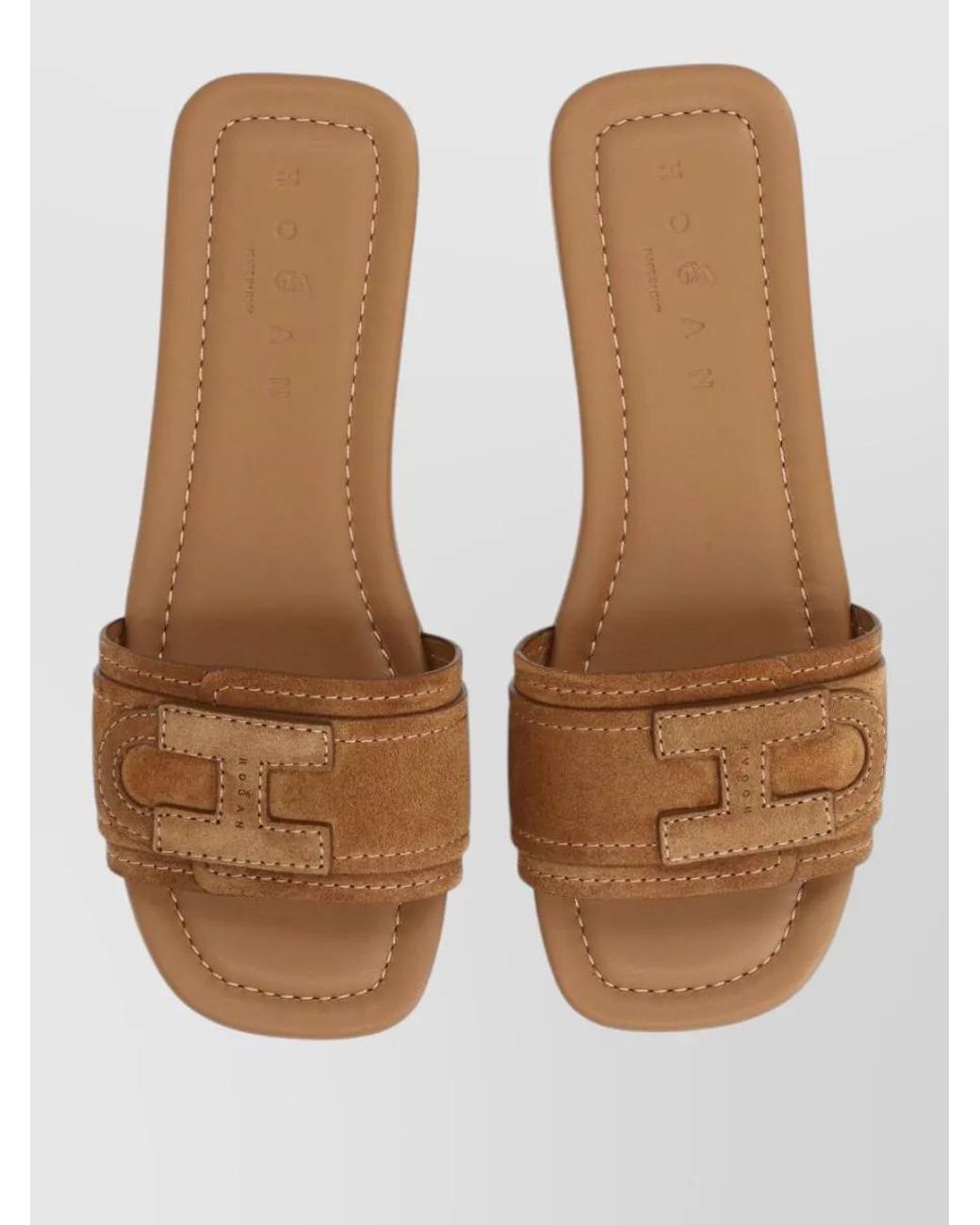 Hogan Natural Leather Slide Sandals