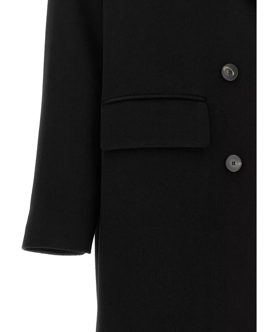 Alberto Biani Black Wool Oversized Double-Breasted Coat