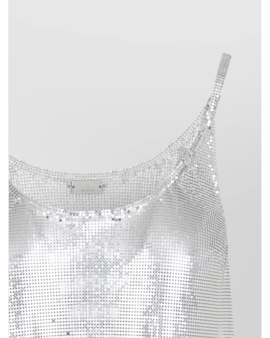 Rabanne White Metallic Mesh Sequin Top