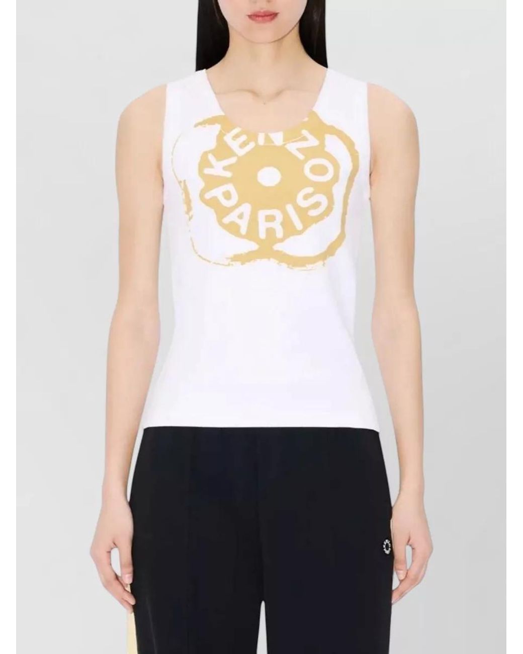 KENZO White Ribbed Logo-Print Tank Top