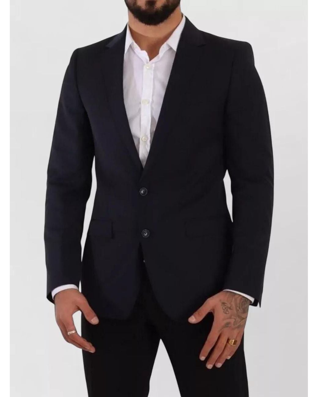 Dolce & Gabbana Blue Virgin Wool Single-Breasted Blazer for men