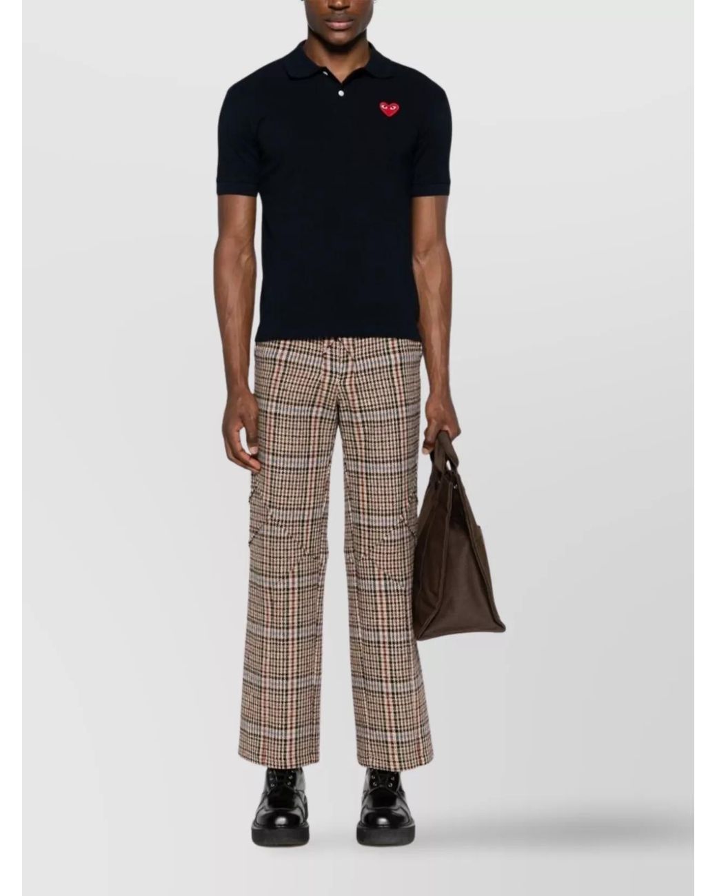 Comme des Garçons Blue Cotton Logo Polo Shirt for men