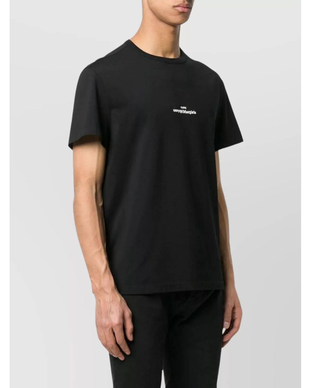 Maison Margiela Black Crew-Neck Cotton T-Shirt Short Sleeves for men