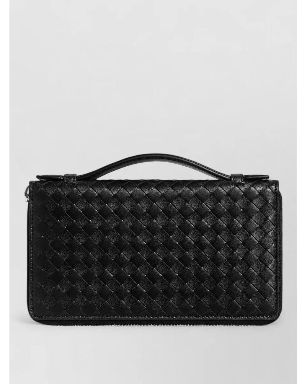 Bottega Veneta Black Leather Intrecciato Clutch Bag for men
