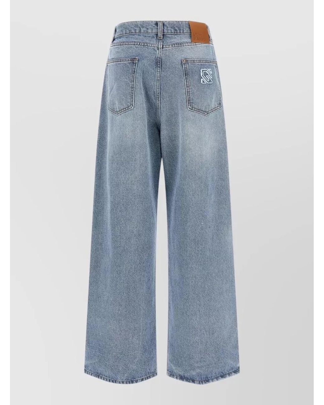 GIUSEPPE DI MORABITO Blue Crystal-Embellished Denim Wide-Leg Jeans