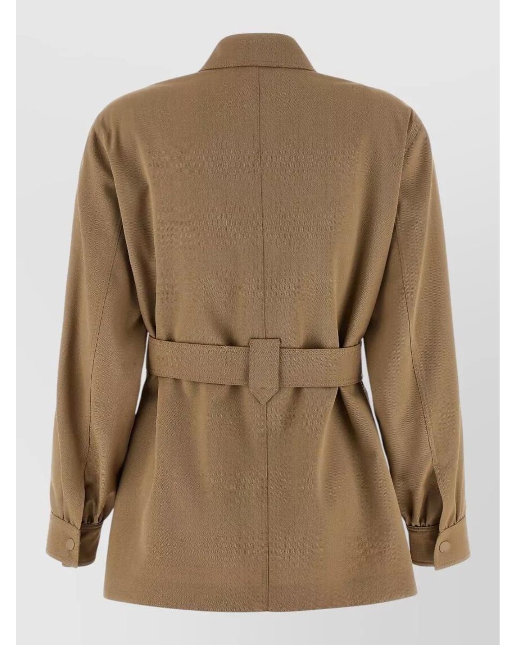 Max Mara Natural Virgin Wool Belted Shirt Jacket
