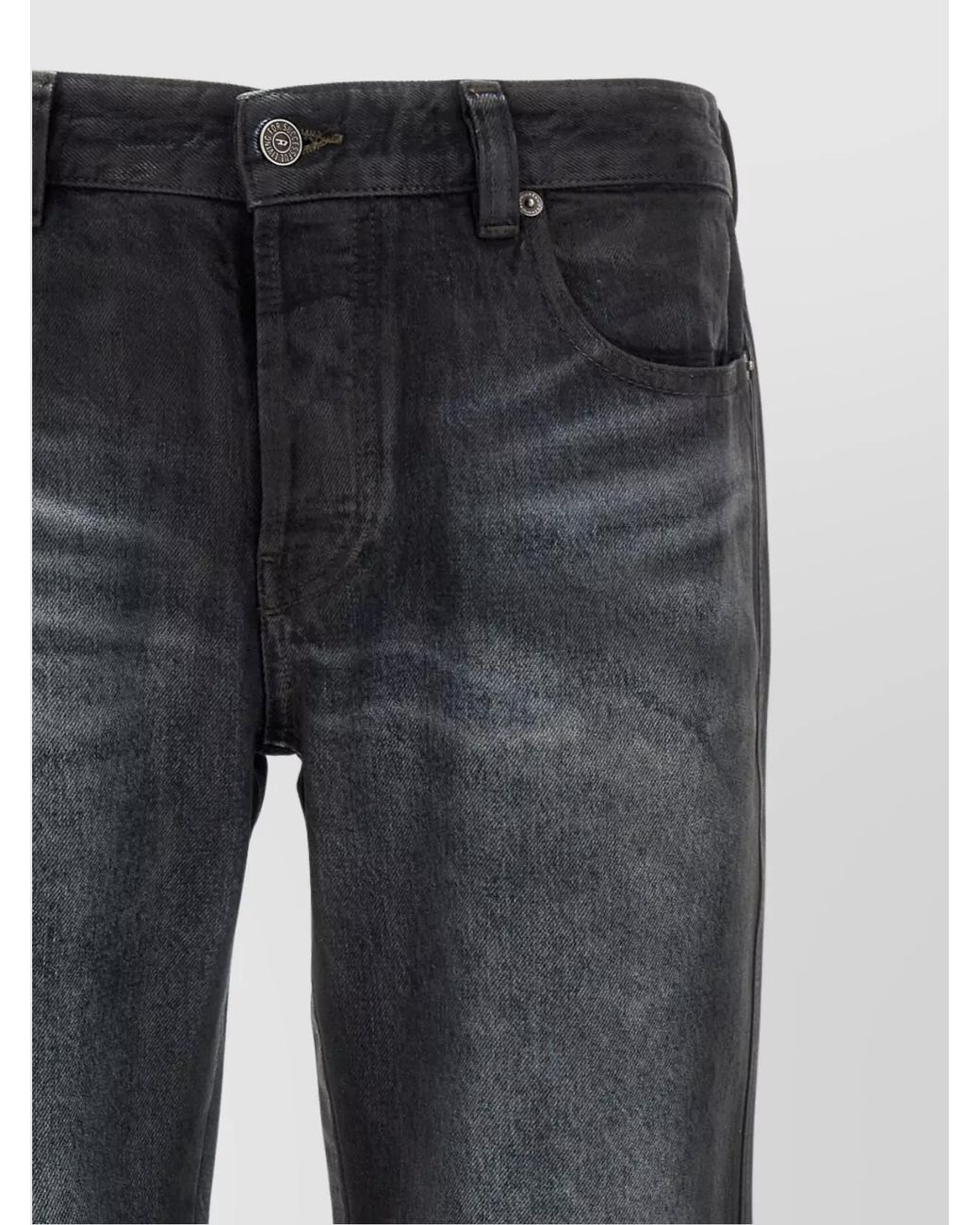 DIESEL Gray Denim Mid-Rise Straight-Leg Jeans for men