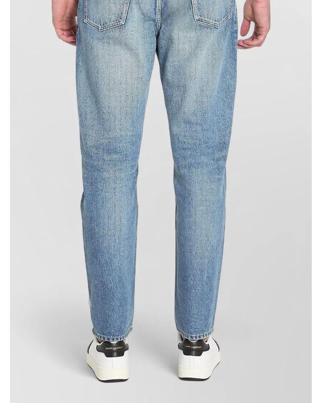 Saint Laurent Blue Denim Mid-Rise Straight-Leg Jeans for men