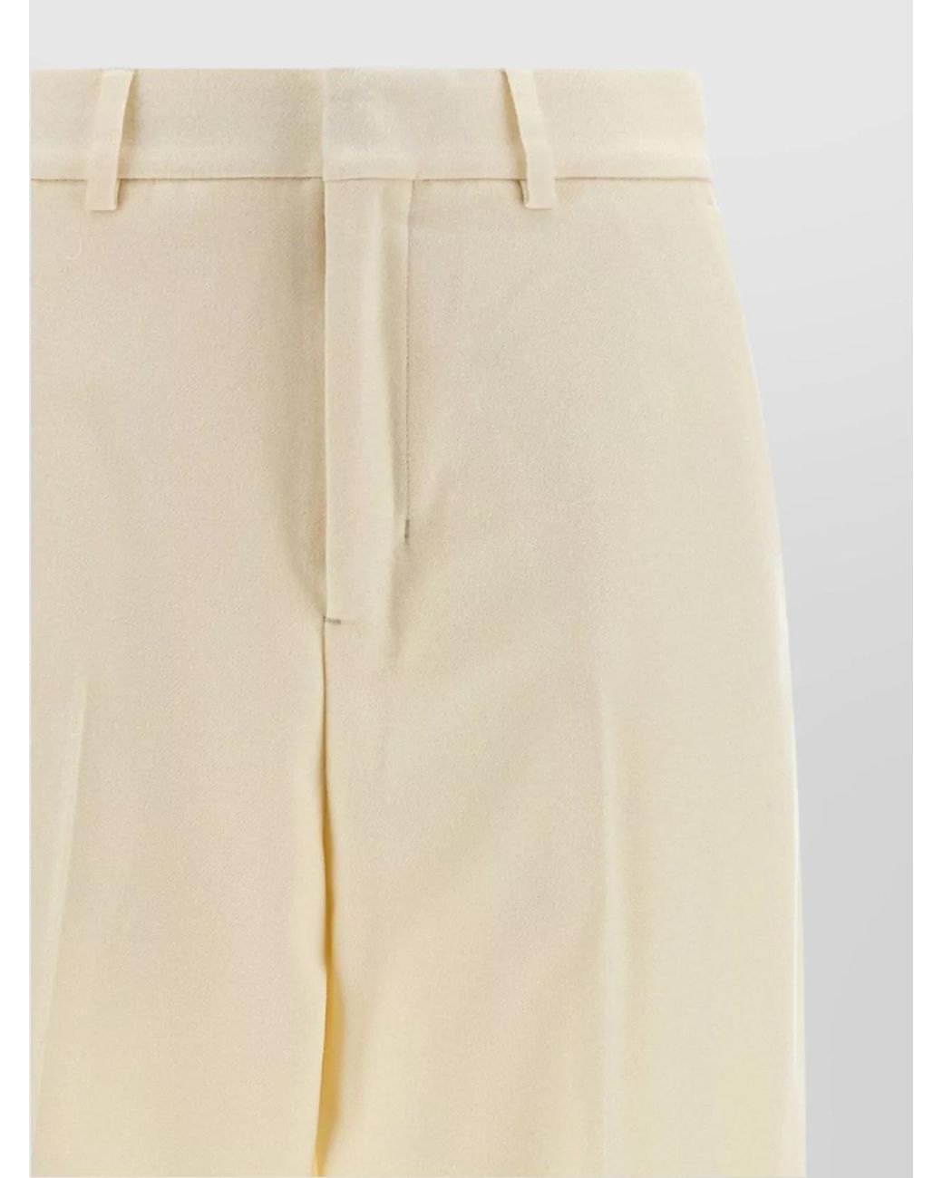 AMI Natural Virgin Wool Wide-Leg Tailored Trousers