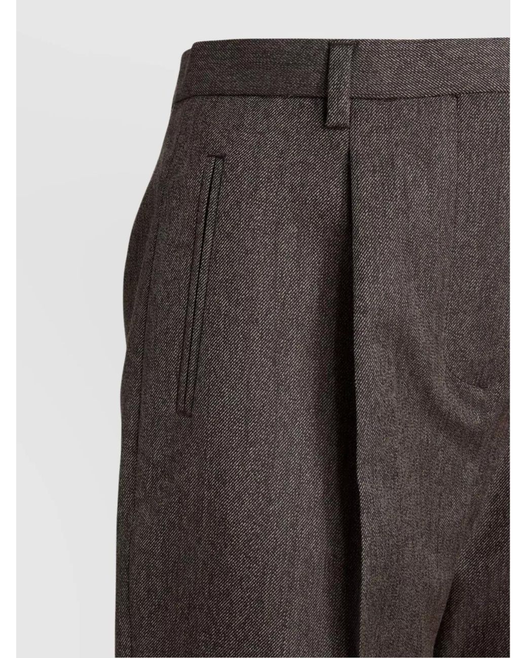 Tory Burch Gray Pleated Tapered Trousers